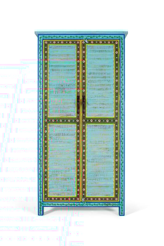 Szafa z drewna mango z ręcznie wykonanym wzorem, wys. 2m