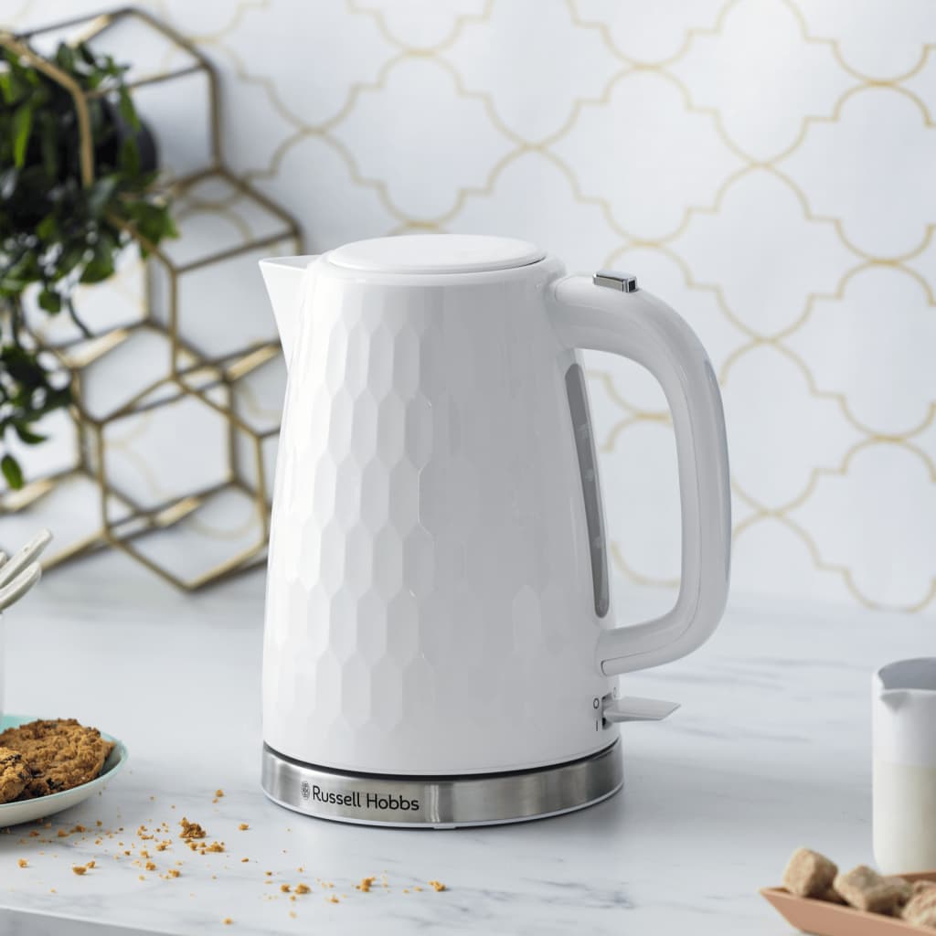 Techwood Bollitore Elettrico 1L – Bianco E Grigio, 1600W, Spegnimento Automatico, Base 360°