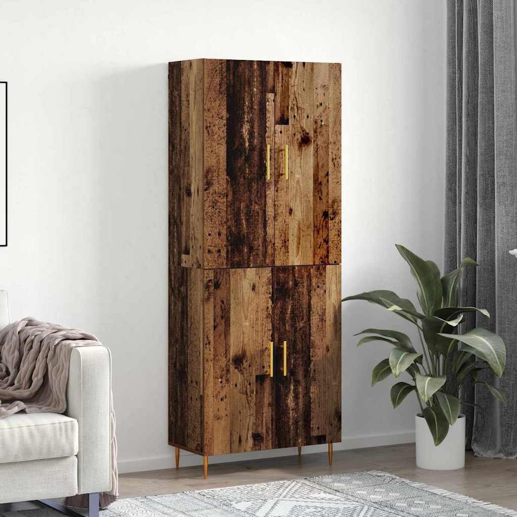 Armoire Rustique En Bois D'Ingénierie - 82,5 X 51,5 X 180 Cm | Rangement Chambre, Style Ancien, Avec Portes Et Étagères - 3