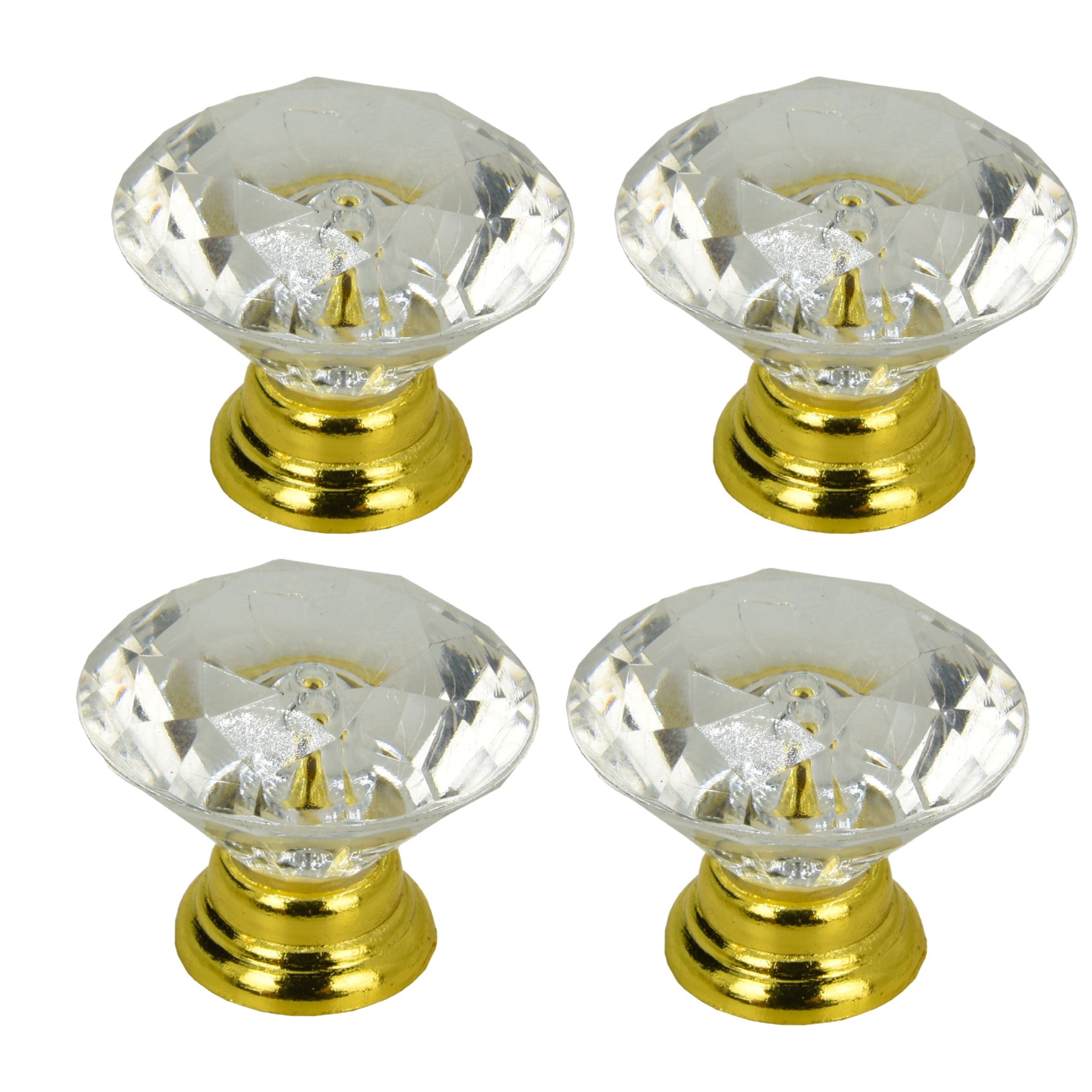 4 x Gałka meblowa okrągła Diament złota