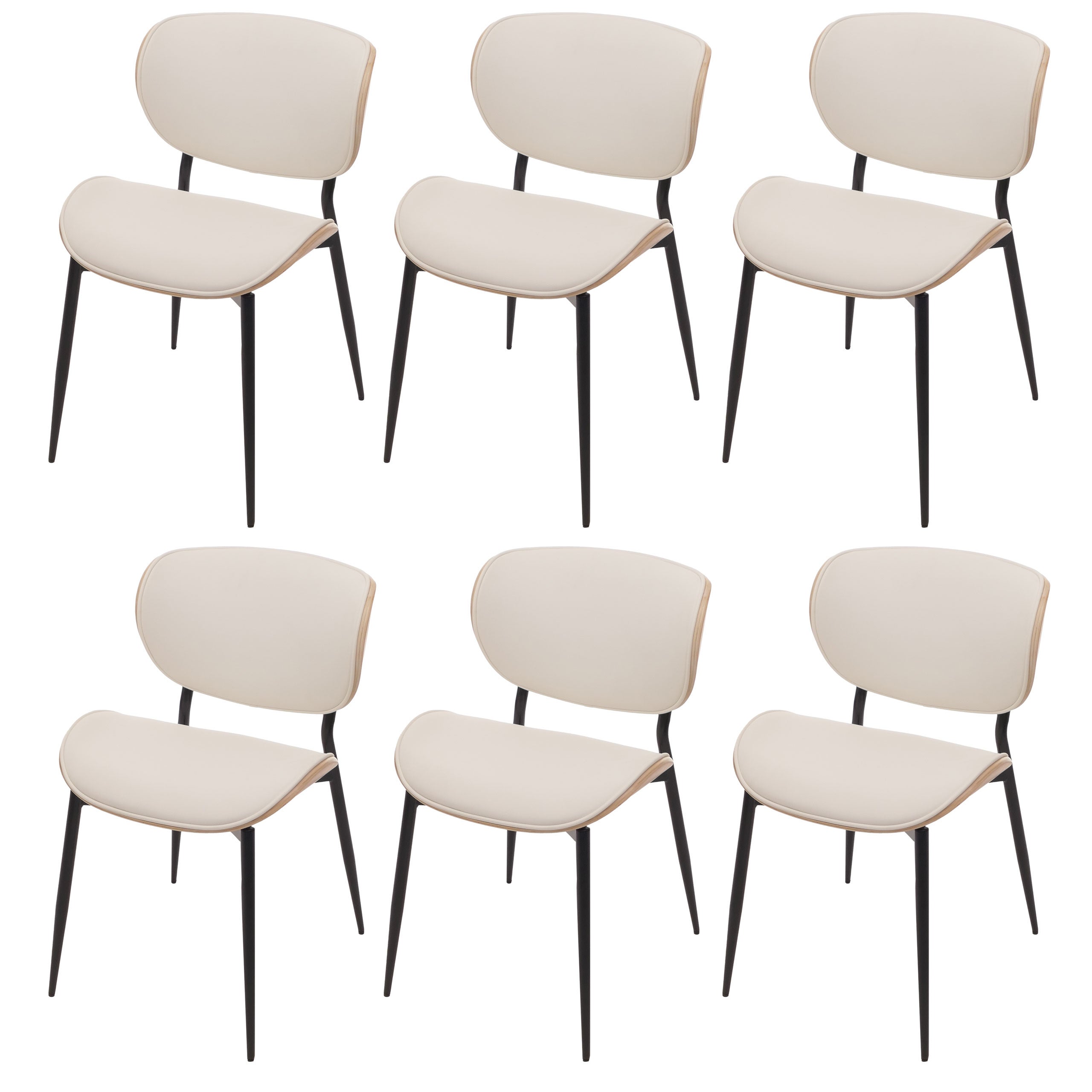 Zestaw 6 krzeseł do jadalni HWC-O45, krzesło, drewno gięte imitacja skóry 280g/m² Oeko-Tex MVG ~ naturalny, biały