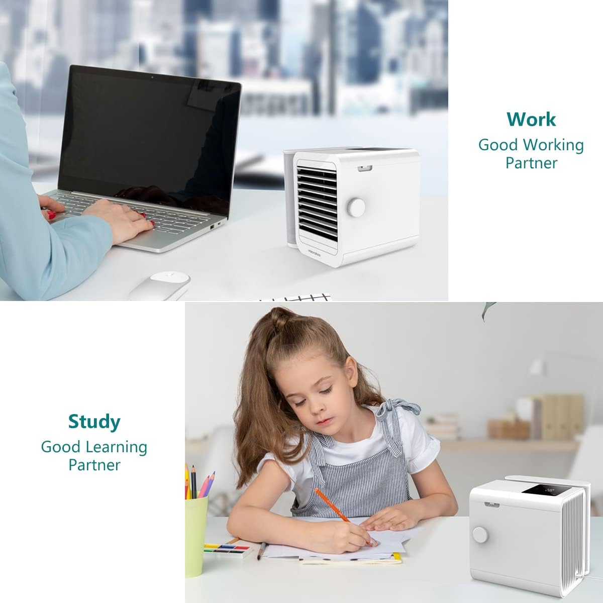 NICOLA Mini Ar Condicionado Portátil 3 em 1, Refrigerador Evaporativo, Humidificador e Purificador, Depósito 1000 ml, Ventoinha USB de Mesa - 7