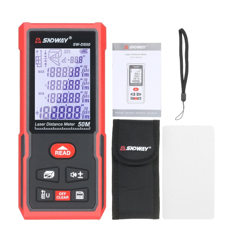 Przenośny elektroniczny dalmierz laserowy SW-DS50 - pomiar poziomy do 50 metrów - 2