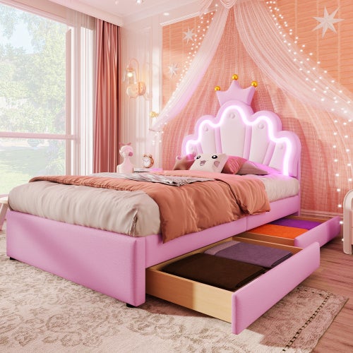 TIMORWTF - Cama Infantil De 90 X 200 Cm, Cama Niña Princesa Con