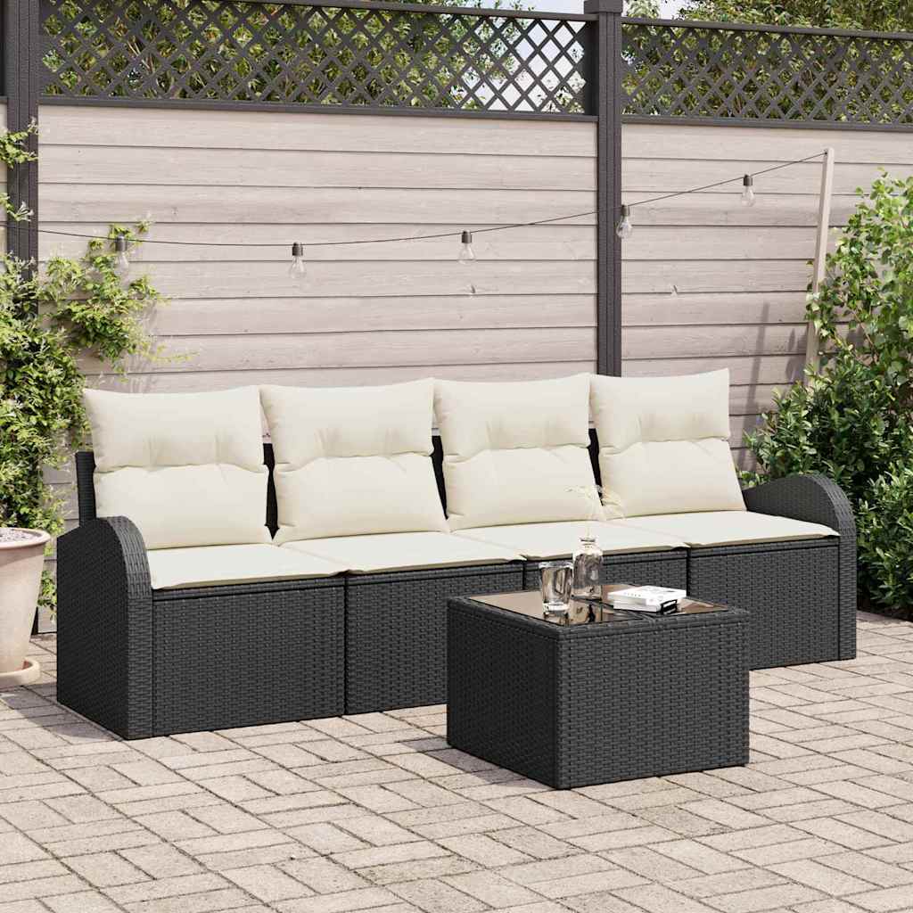Zestaw Sof na Ogród Czarny 55 x 55 x 37 cm polirattan vidaXL