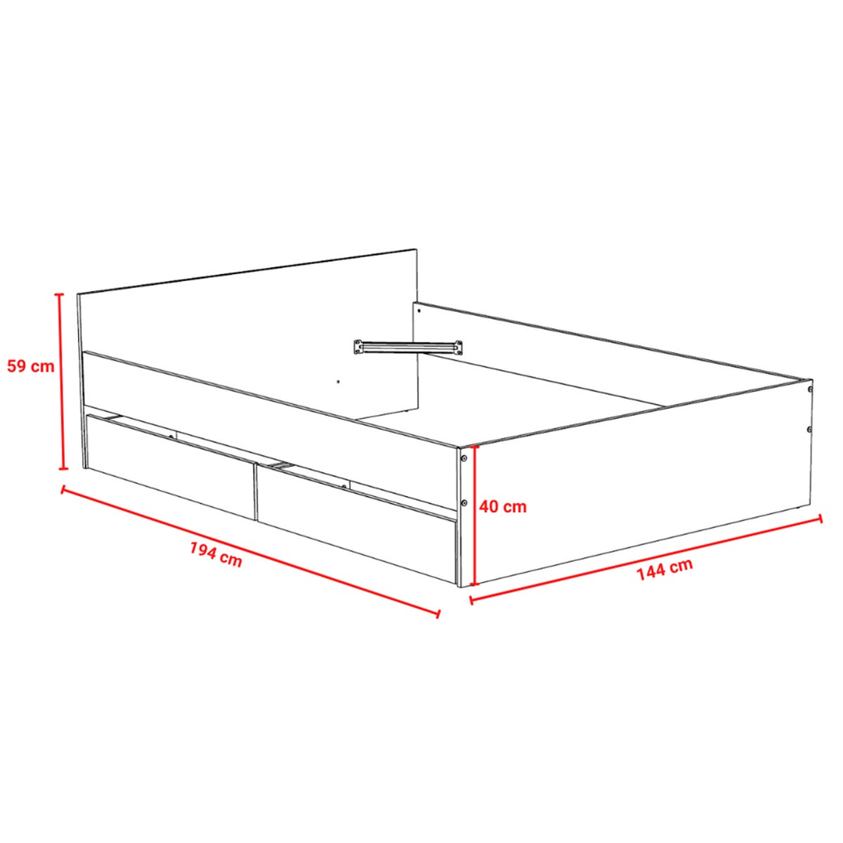 Lit 140x190 tiroirs inclus Orson Bois blanchi - 4