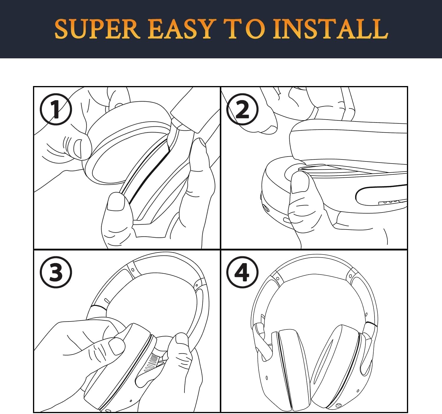 Coussinets pour casque SteelSeries Arctis 3/5/7/9/9X/Pro, Noir, 1 paire - 4