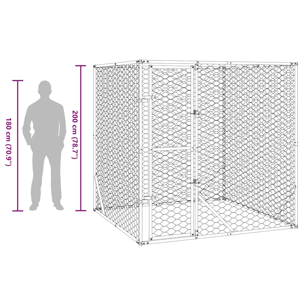 Perrera de exterior acero galvanizado plateado 2x2x2 m vidaXL - 8