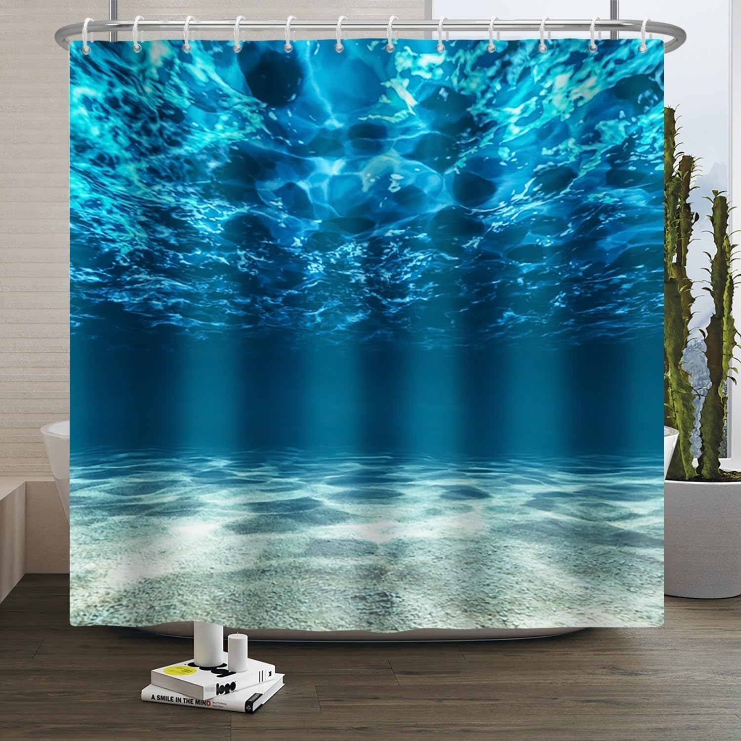 Blu Profondo Sott'acqua Con I Raggi Del Sole Che Splendono Attraverso La Superficie Dell Oceano Scena Della Rappresentazione Dell Illustrazione 3d 6968095