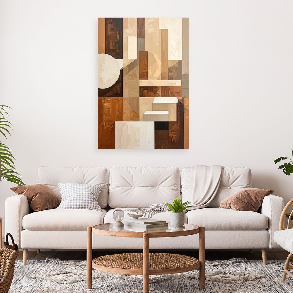 Obraz do salonu sypialni kuchni, Beżowa Abstrakcja Figury 60x90 - 2