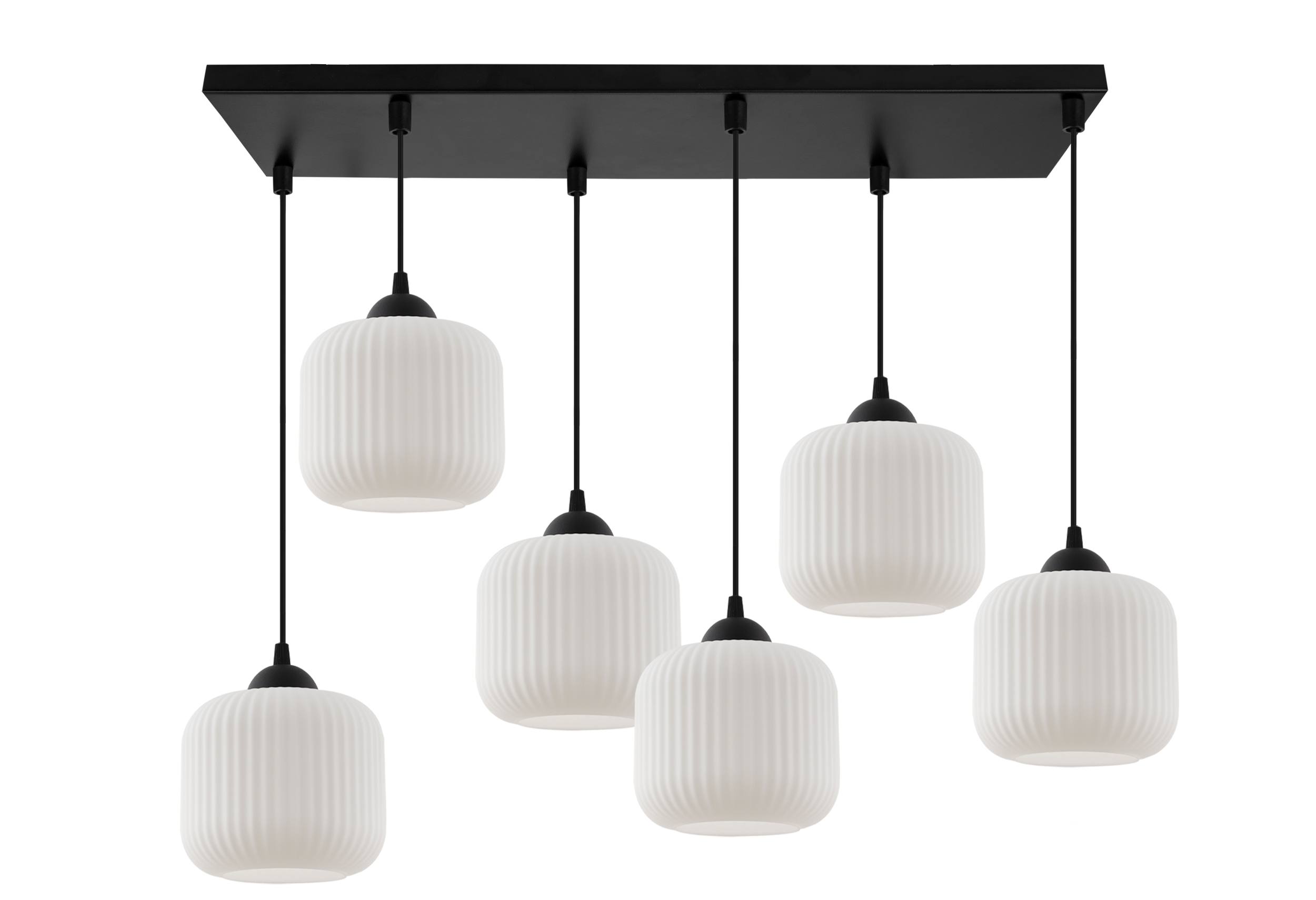 Lampa sufitowa wisząca Riffle loft 6xE27 klosz walec czarny/biały Light Home LH