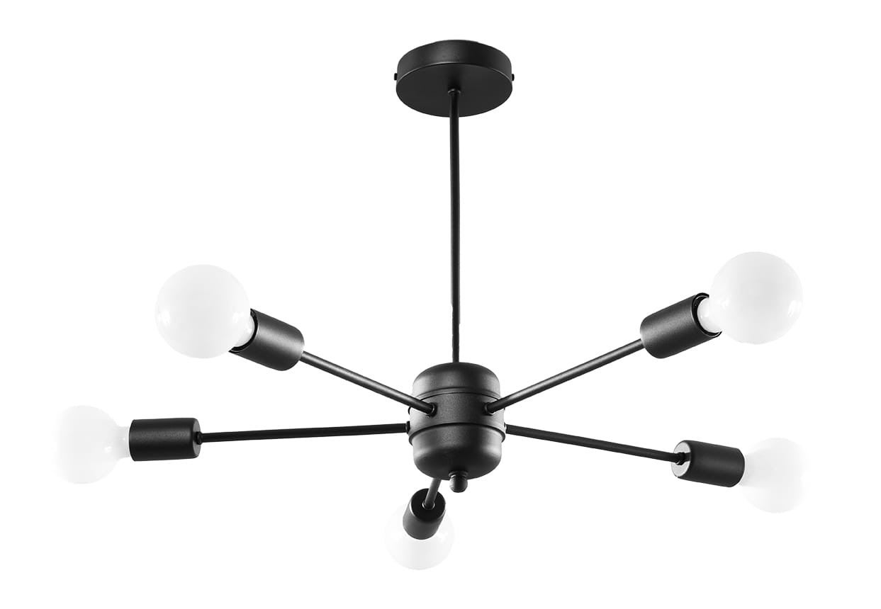 Lampa wisząca Lango czarna 5xE27x60W wym: 46 x 64 x 64 cm metal Sollux Lighting
