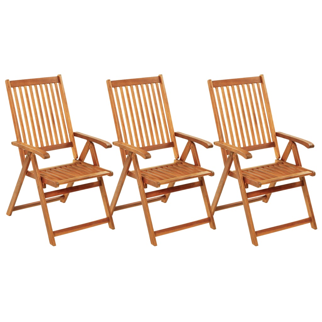 Chaises pliables de jardin 3 pcs avec coussins Bois d'acacia 5 - 2