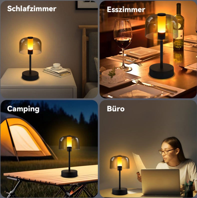 Lampe de bureau rétro, lampe de chevet d'intérieur rechargeable, 3 couleurs de température, veilleuse pour la lecture, noire - 9