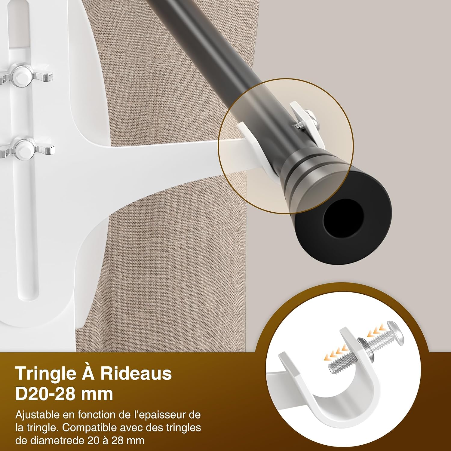 Lot de 2 supports de tringle à rideaux sans perçage pour coffre de ...