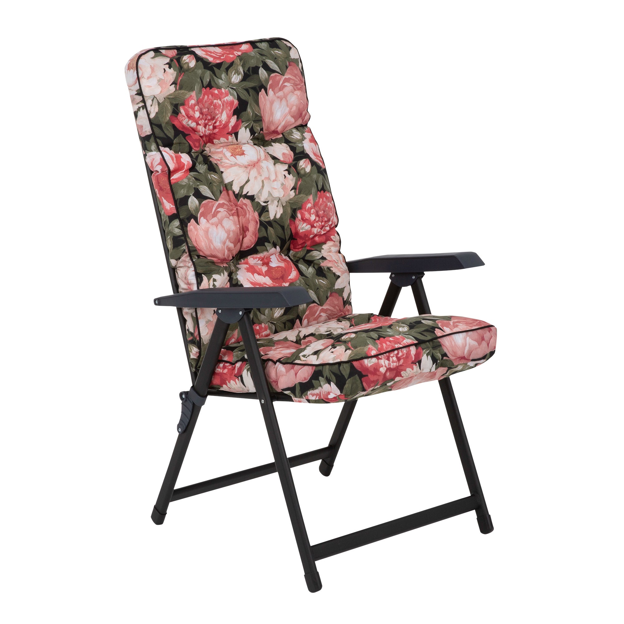 Fotel ogrodowy rozkładany Lena Black Edition peonie Patio