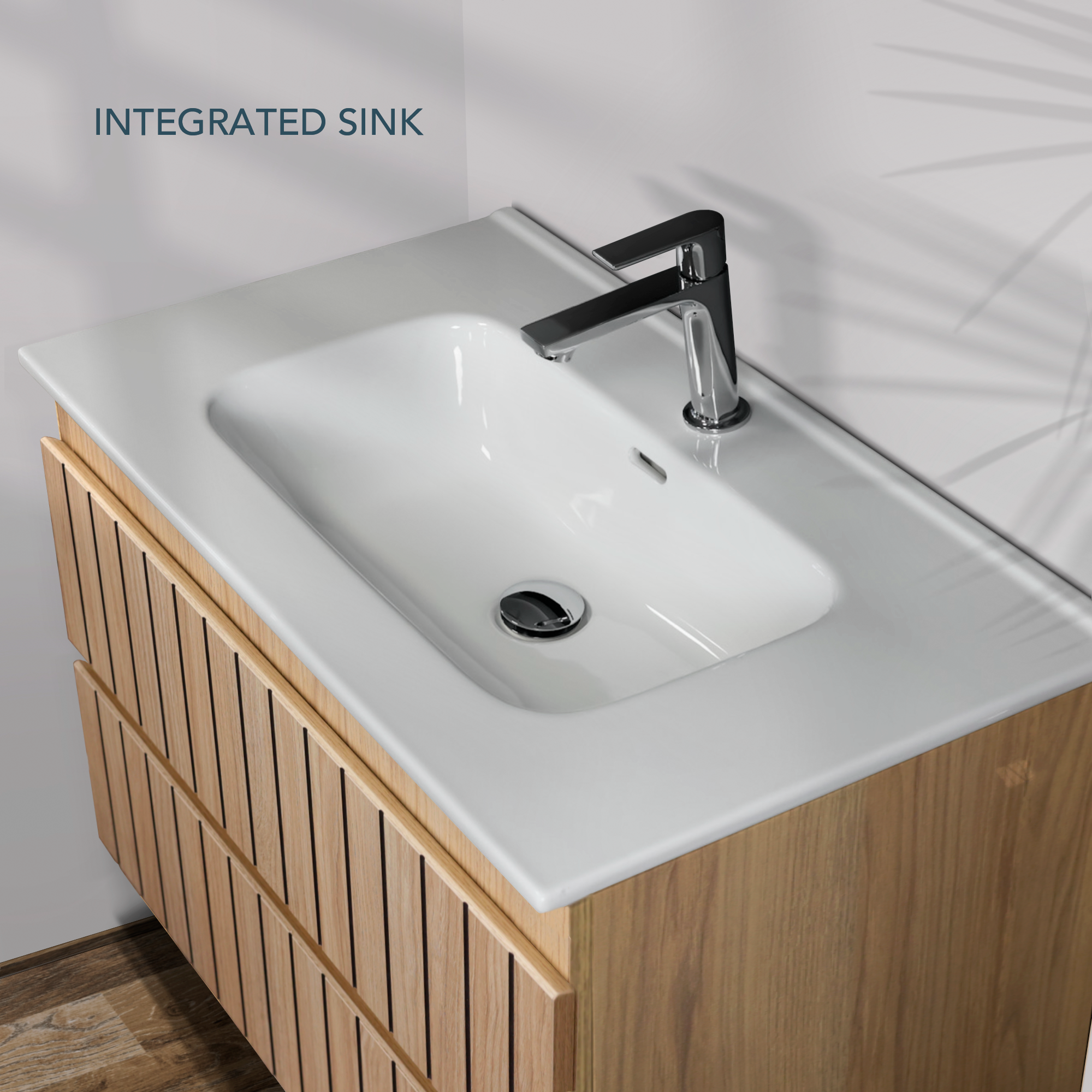 Feel Your Bath, Ensemble Meuble de Salle de Bain 60 cm, Coloris Chêne Nordique avec Miroir et Vasque Céramique Blanche – 2 Tiroirs Soft Close TIGER - 5