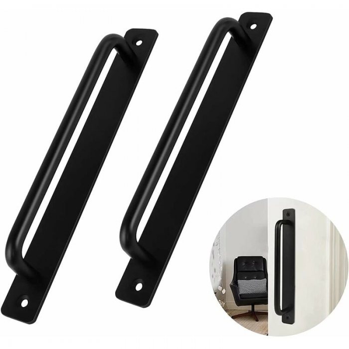 Klamka drzwiowa - Uchwyty - Aluminium - 2 sztuki - 212 mm - Czarna.