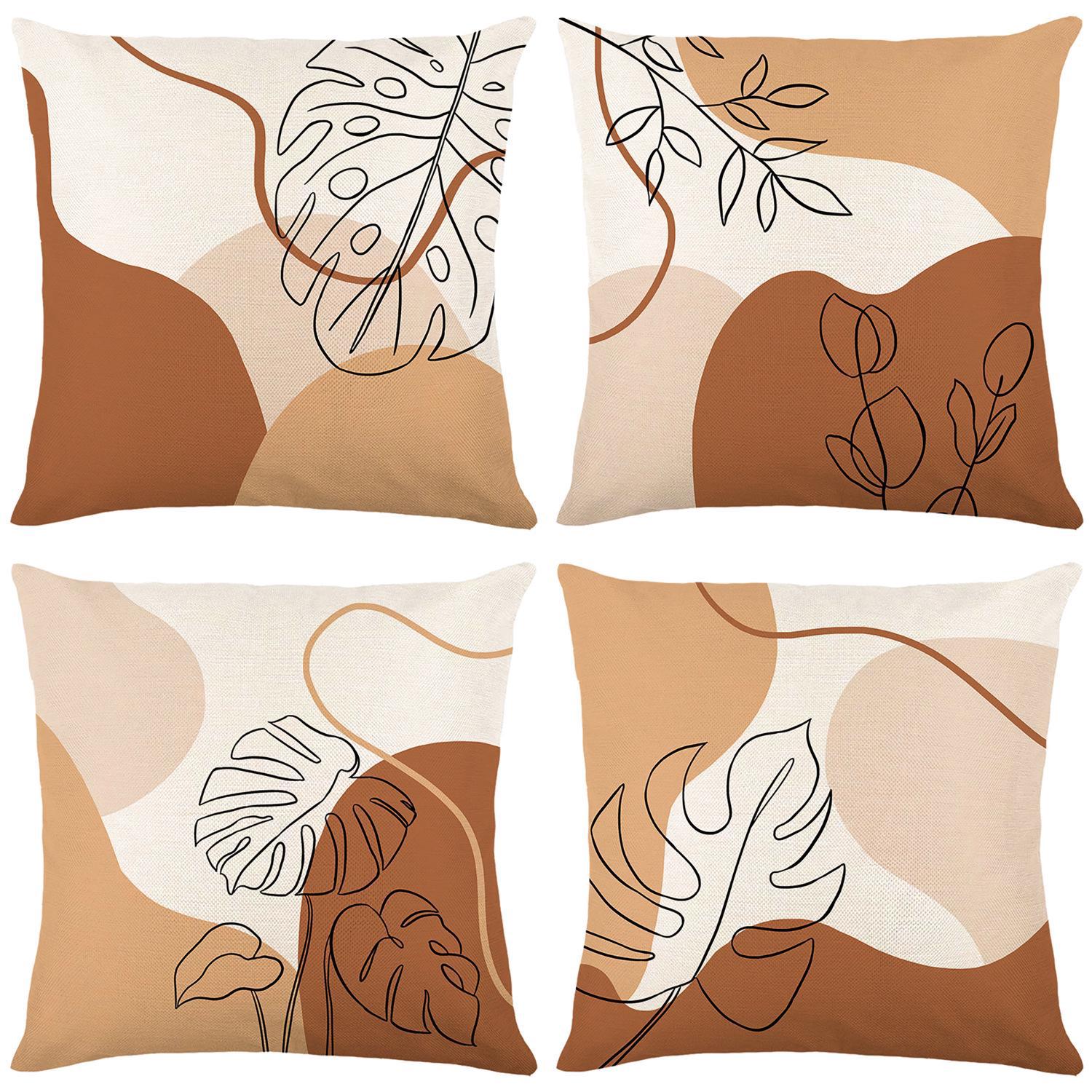 Paquete de 4 fundas de cojín con estampado en contraste, fundas de almohada de 45 x 45 cm, fundas de almohada cuadradas decorativas modernas, fundas d