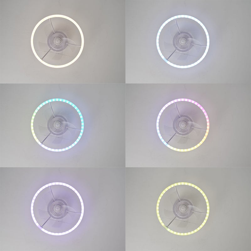 Ventilateurs de plafond avec application de lumières et télécommande, ventilateur de plafond encastré à intensité variable, 6 vitesses de vent, RVB - 5