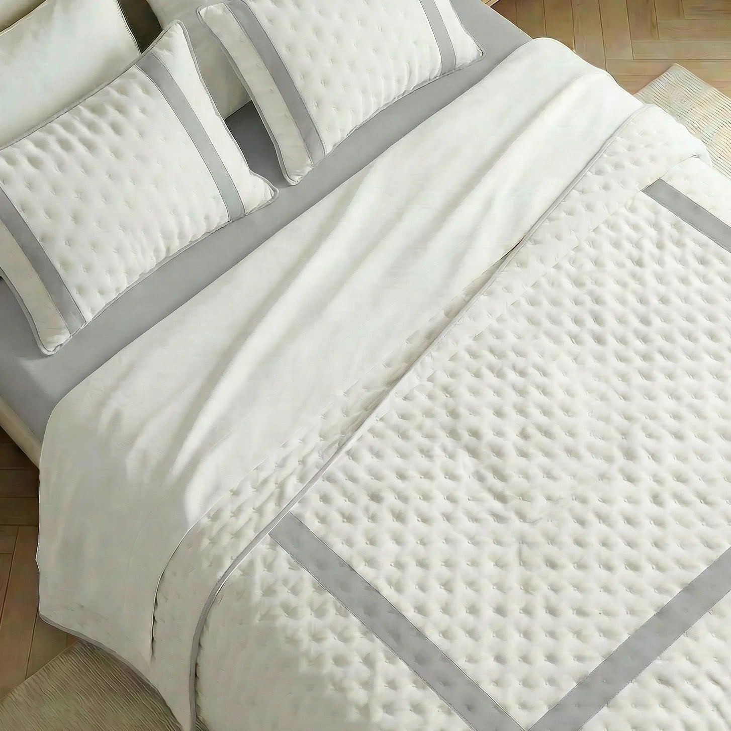 Couvre-lit boutis imprimé au toucher doux Portixol Plateado - 300x270 cm - 5
