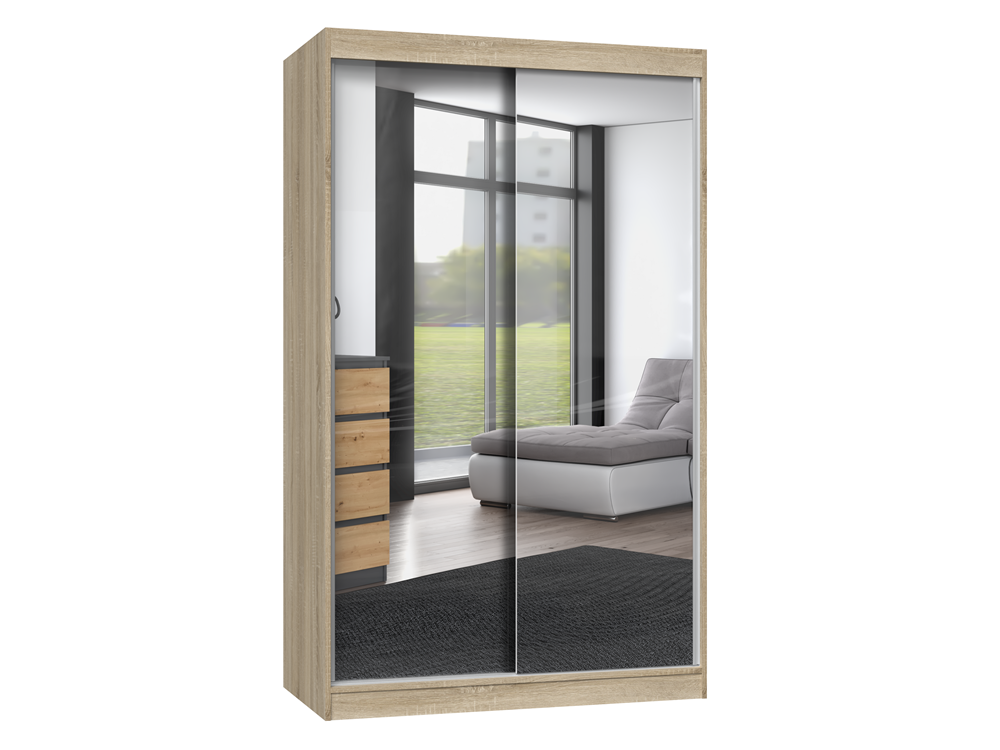 Szafa Przesuwna Topeshop IGA 120 CM Drzwi 2 Lustra Dąb Sonoma 61x120x200 cm 1 szt.