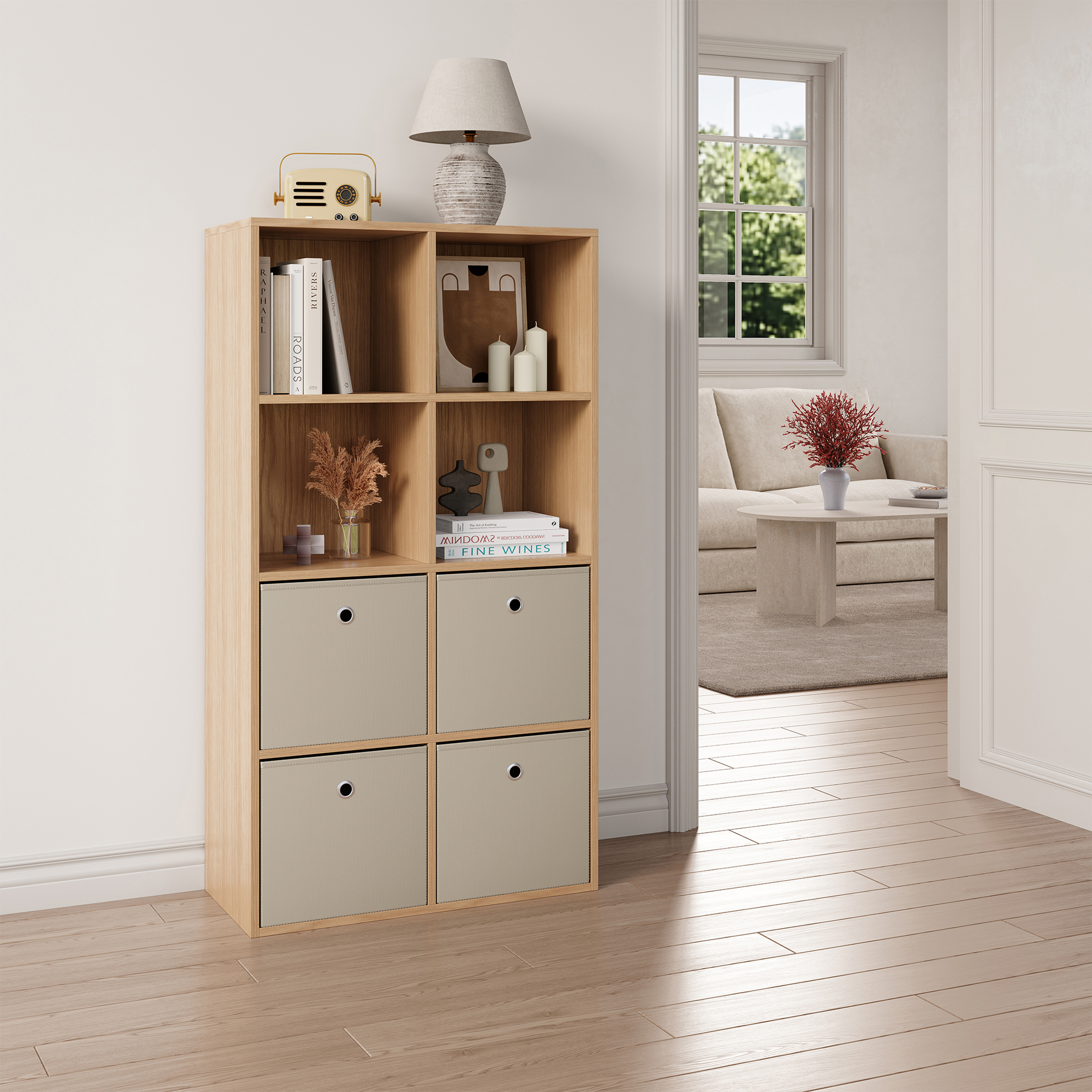 Set de 10 Boîtes de Rangement Textile Non Tissé 28 x 30 x 30 cm Beige [en.casa] - 5