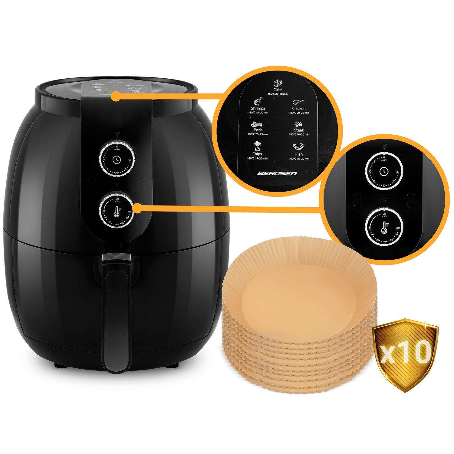 Frytkownica beztłuszczowa Berdsen 3.6l mocna air fryer BD-650 - 2