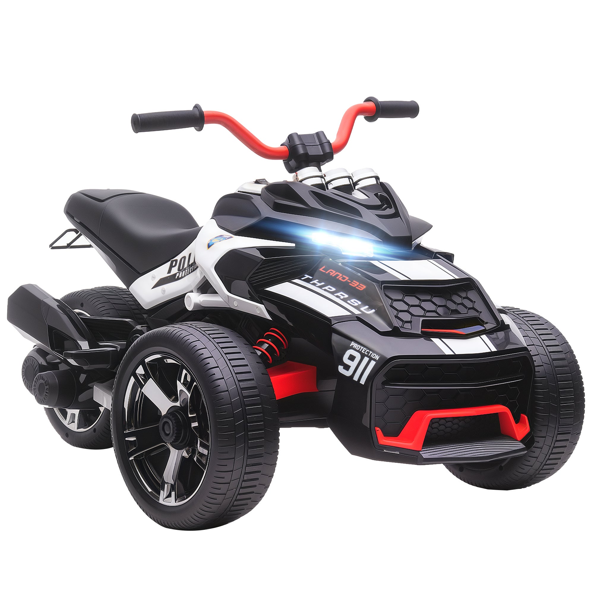 Quad électrique Tout-terrain 12V Pour Enfants 3-8 Ans – 2 Moteurs, Télécommande Parentale, LED, Bluetooth, USB
