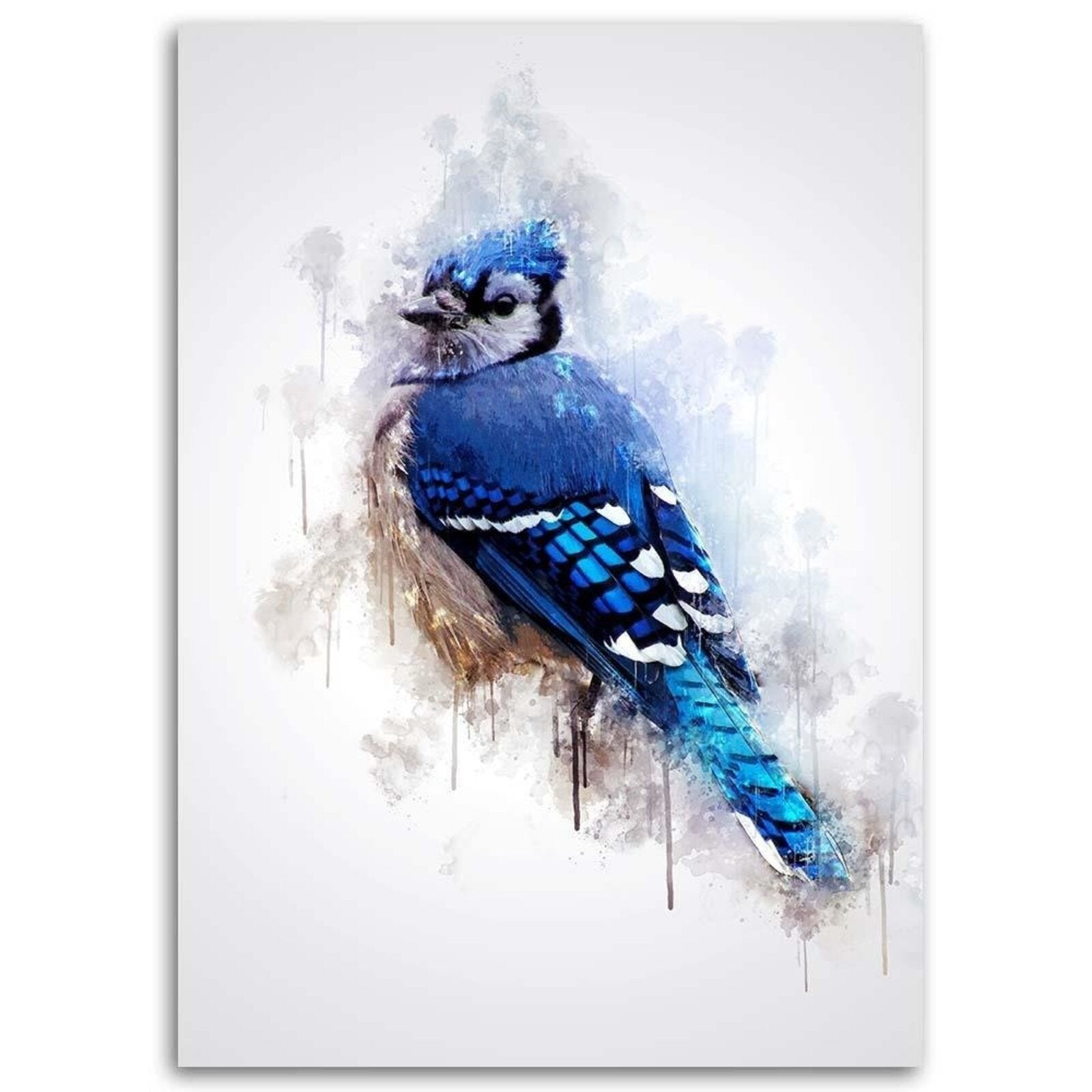 Tableau oiseau bleu bois - 40 x 60 cm - 2