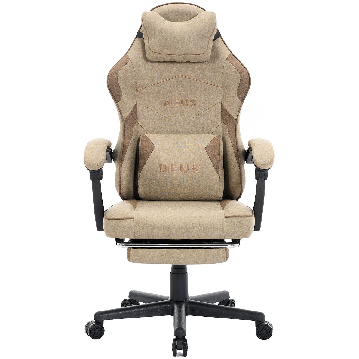 Fotel gamingowy biurowy oddychający z tkaniny z podnóżkiem Edge Beige