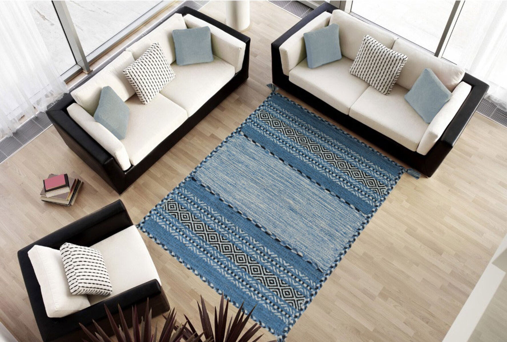Kilim Lory tribal 100% bawełna, indyjski, ręcznie robiony 130x65 cm