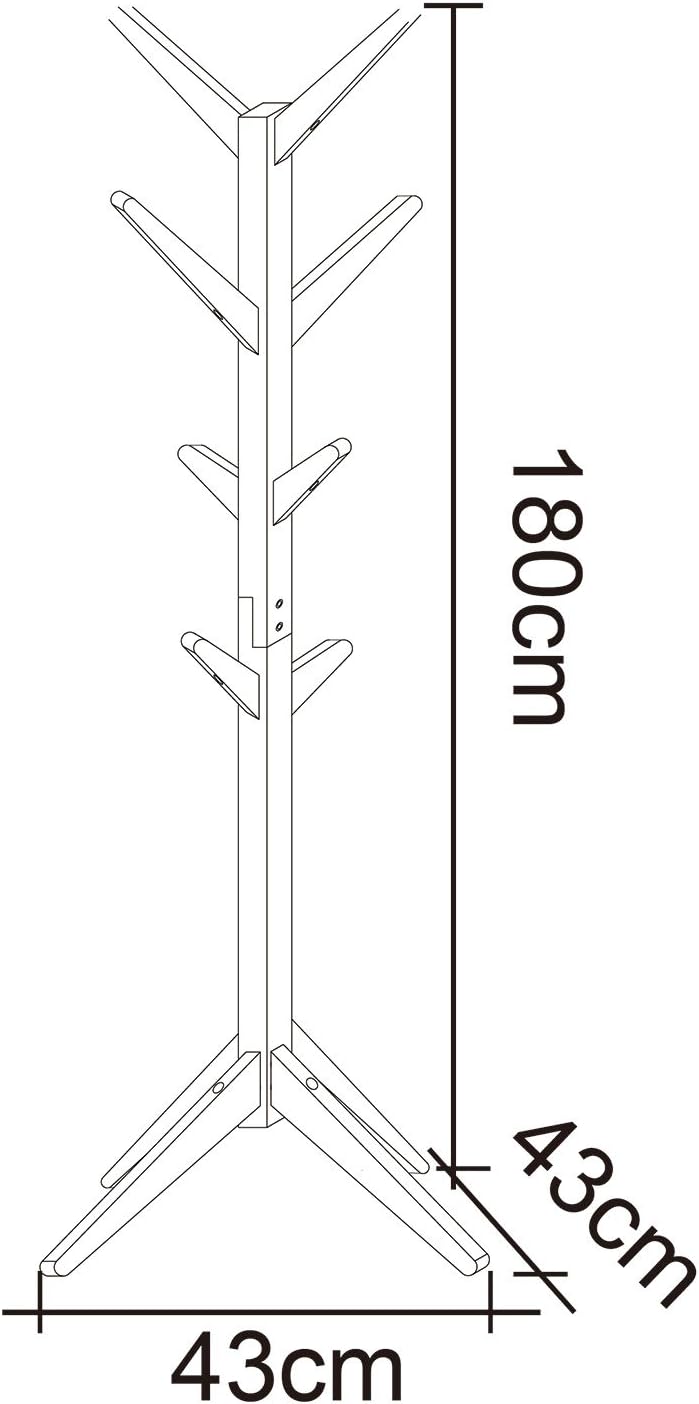 WOLTU Porte-manteau sur pied en bois massif, En forme d’arbre avec 8 crochets, 180 cm, Nature+Blanc - 4