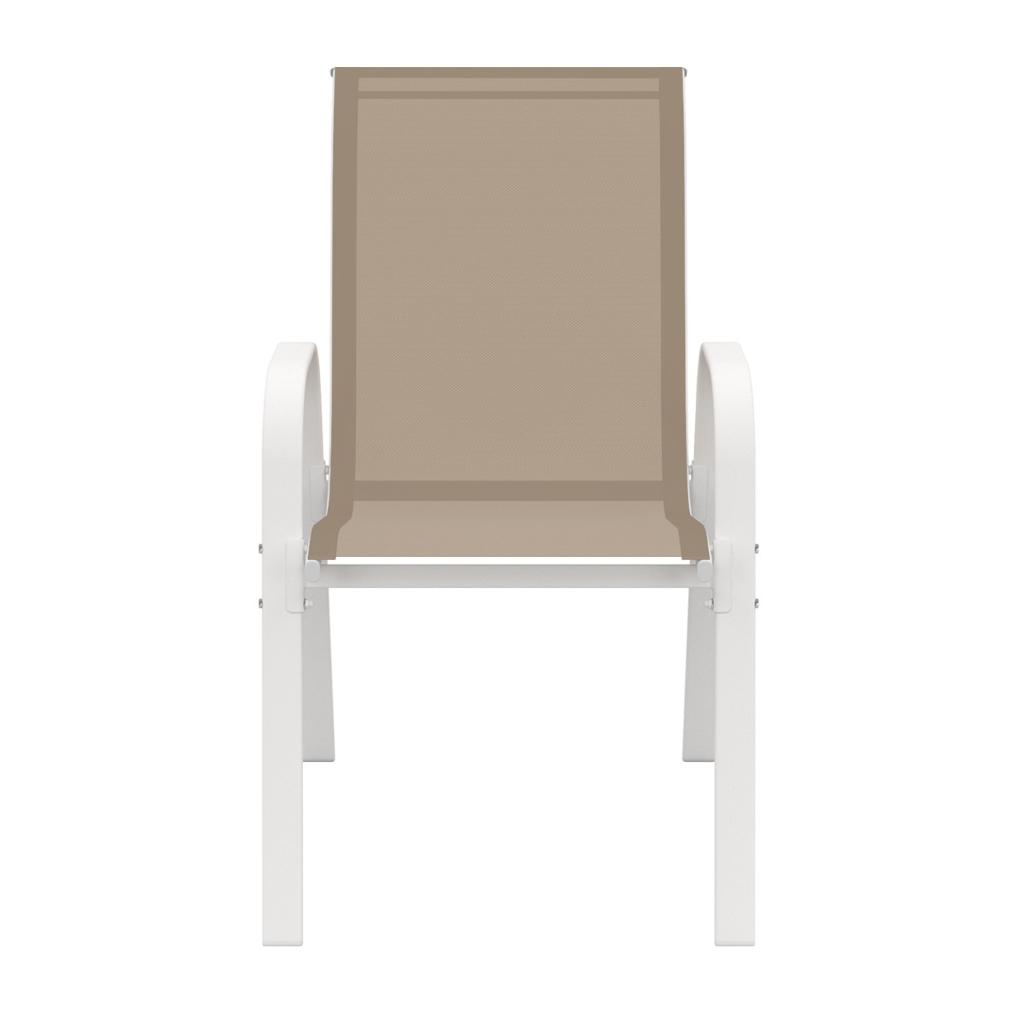 Lot de 6 chaises de jardin LYMA métal et textilène empilables blanc et beige - 3