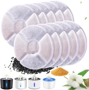Lot De 12 Filtres Pour Fontaine à Eau Chat - Compatible Catit Pixi 43717 (2.5L) - Triple Action (Coton, Charbon, Résine)