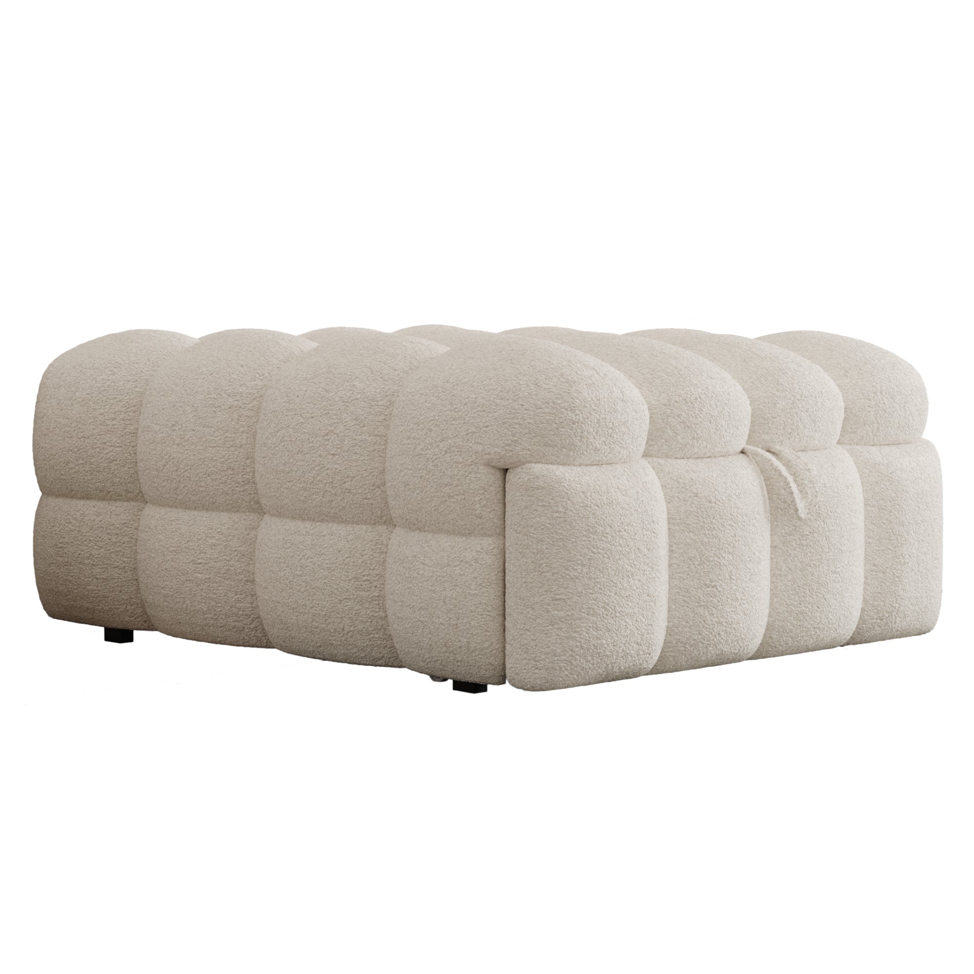 Canapé Convertible 1 Place, Fauteuil Relax avec Lit Extensible, En Velours Teddy et Métal, 183 x 76 x 42 cm, Beige - 7