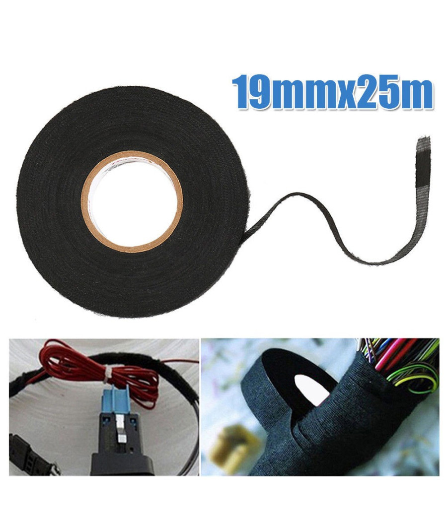 3 Rotoli Nastro Telato Isolante Per Cablaggio Cavi Elettrici Rotolo 18mm Nero 12481747 - Foto 3