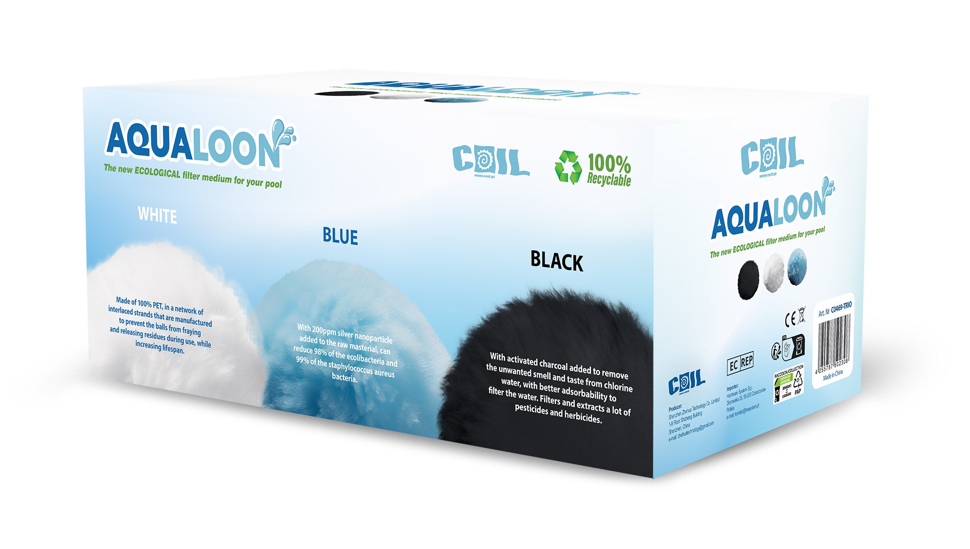COIL Kulki filtracyjne Aqualoon TRIO do pompy piaskowej do basenu opakowanie 700g zastępuje 25kg piasku - 3