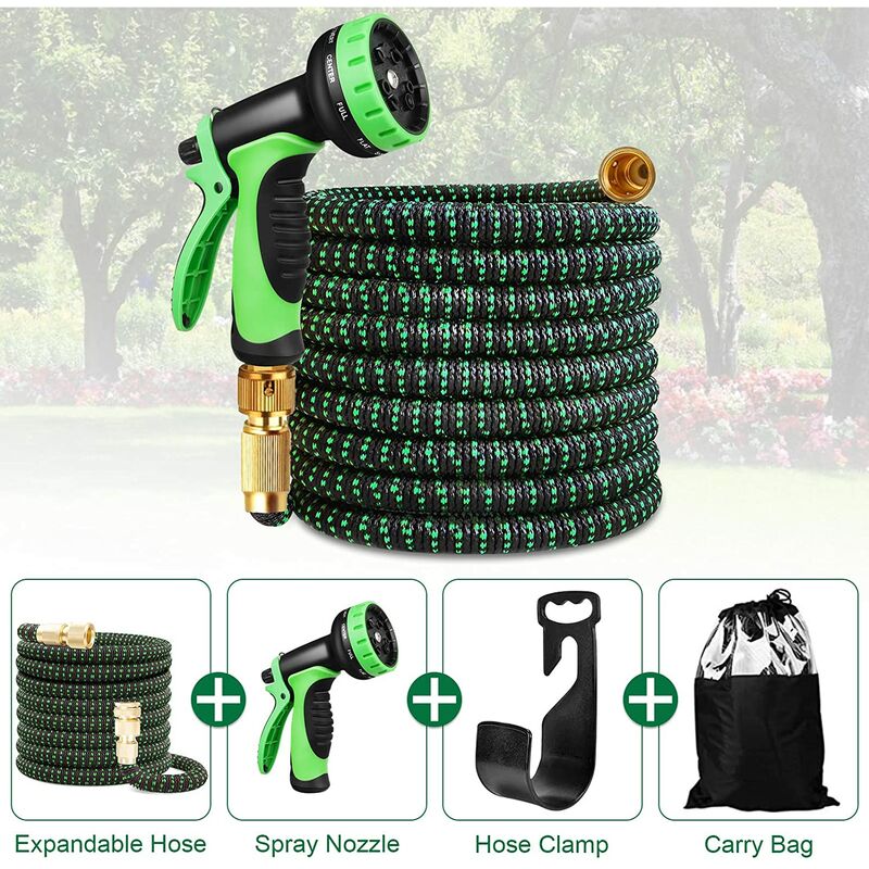 Tuyau Arrosage Extensible 30m 100ft Tuyau D’arrosage Retractable avec Support et Pistolet Arrosage 9 Fonctions Raccords en Laiton - 4