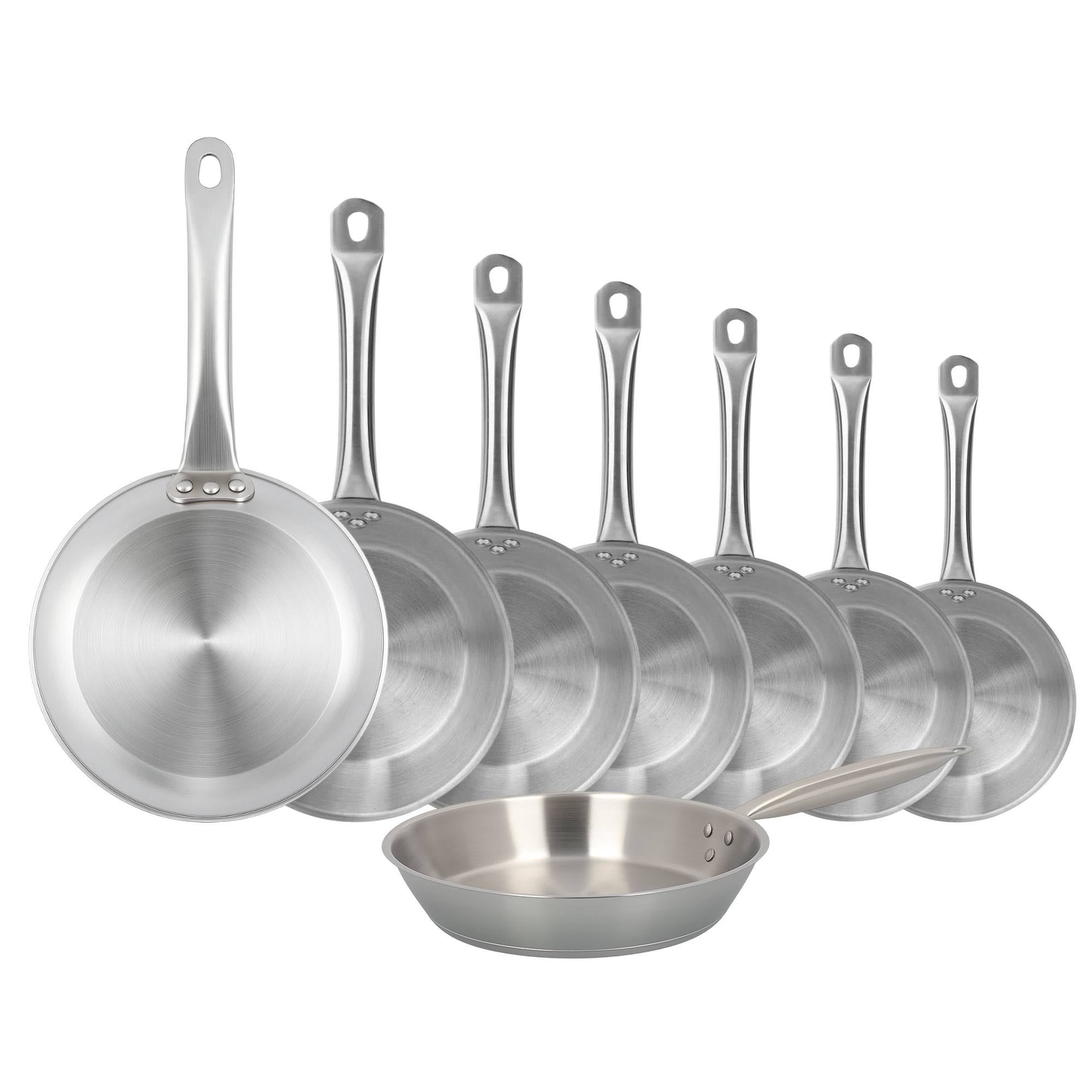 Set 3 Padelle In Acciaio Inox 20/26/30 Cm, Non Rivestite, Adatte A Induzione, Lavabili In Lavastoviglie, Manici Termoergonomici - 4