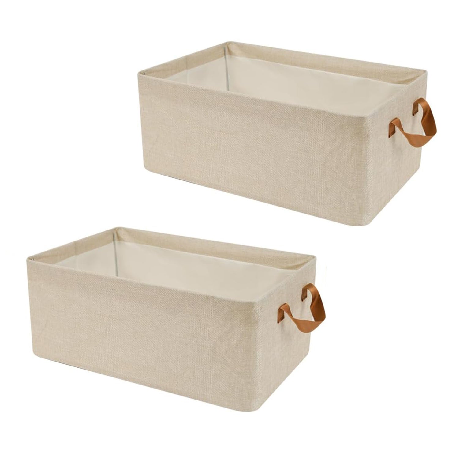 3 Cestini Portaoggetti In Tessuto Pieghevoli Mangata - Grigio, Extra Large - Foto 7