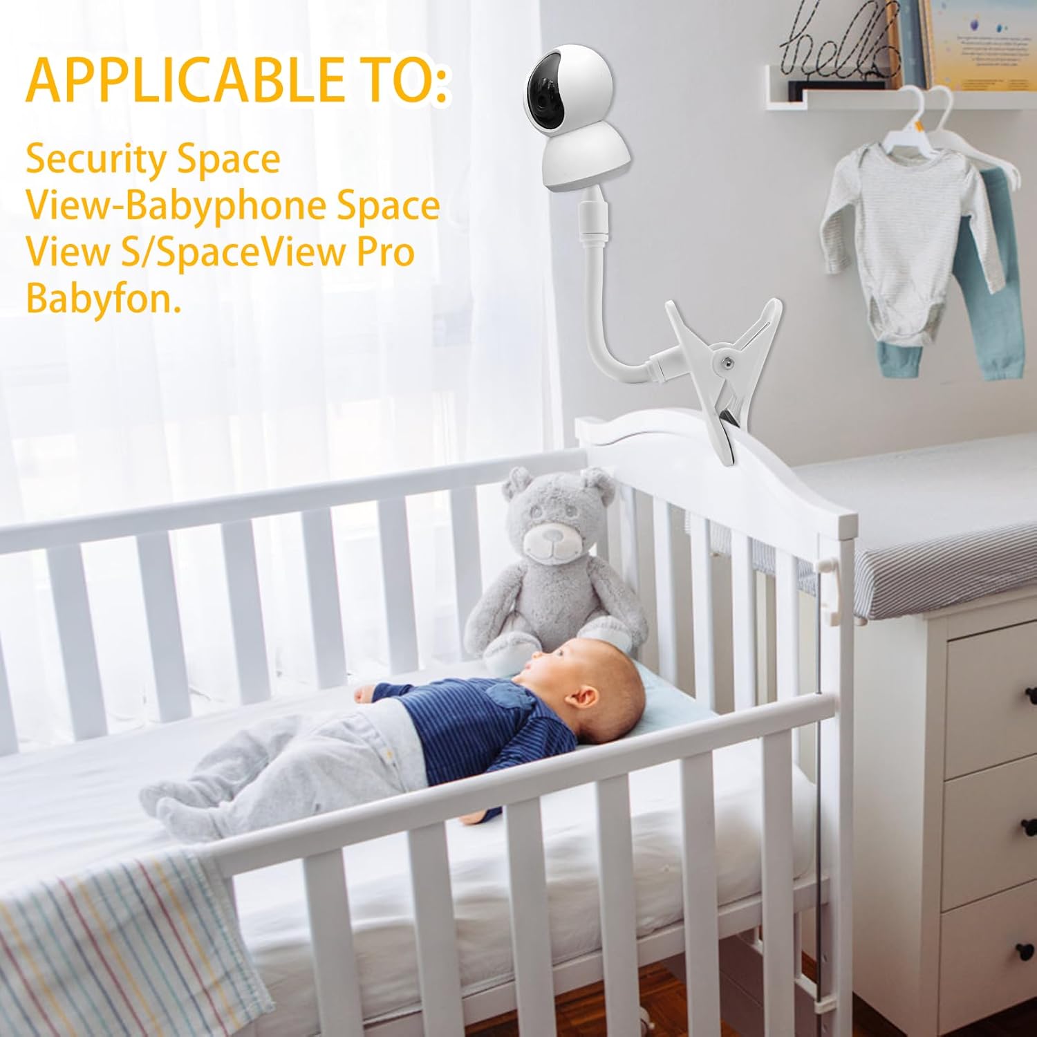 Support pour Babyphone, Support de Moniteur Flexible Support de Caméra Bébé Universel avec Connexion à Vis 1/4, Support de Serrage Sécurité sans - 4
