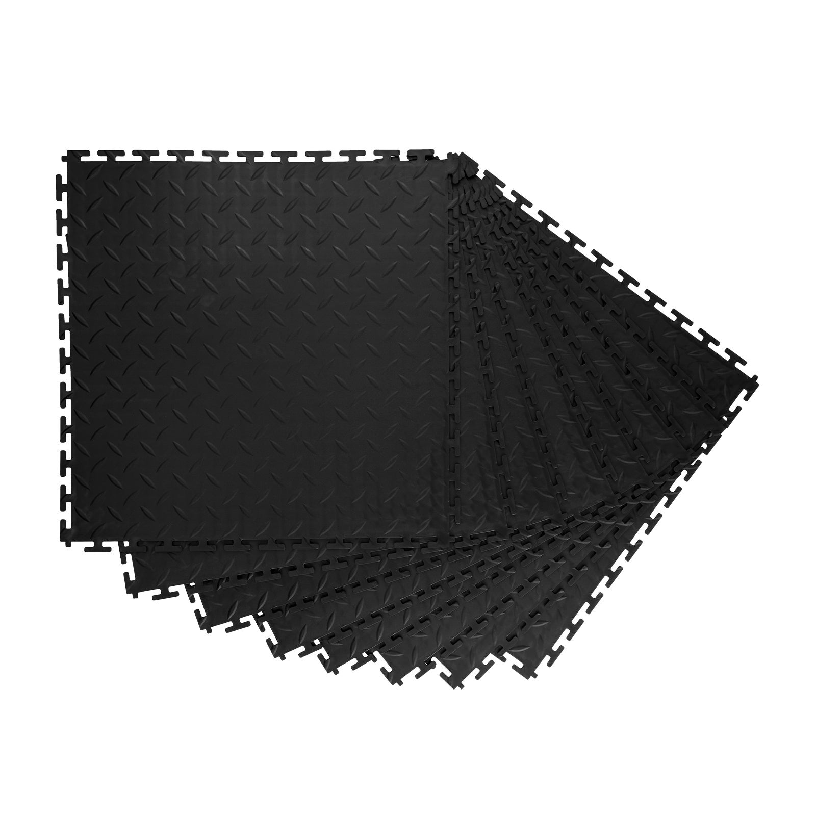 Baldosas de garaje entrelazadas succebuy, juego de 8, suelo modular 513 x 513 x 5 mm, pvc para garajes, talleres, trasteros, color negro