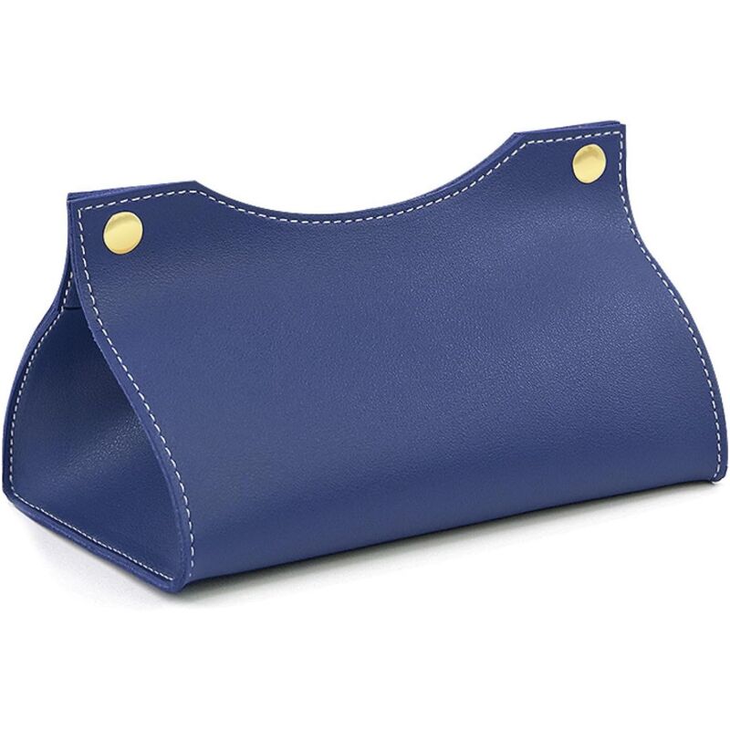 Pudełko na chusteczki skórzane, dozownik chusteczek, pudełko na chusteczki w stylu nordyckim, składane pudełko na chusteczki do domu (niebieskie)