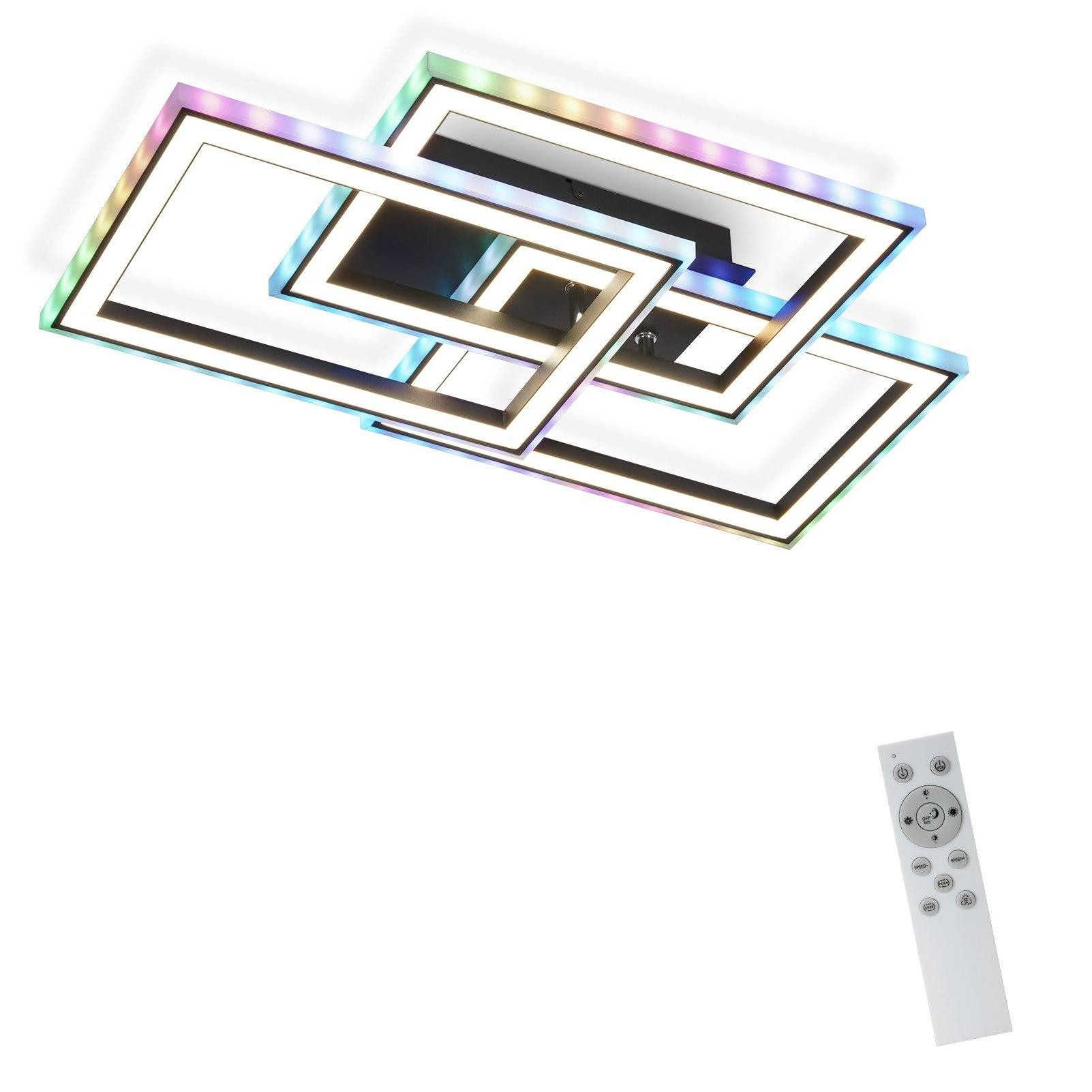 ZMH Lampa sufitowa LED do salonu 45W, nowoczesna, czarna, ściemnialna, z pilotem, zmieniająca kolor, do kuchni