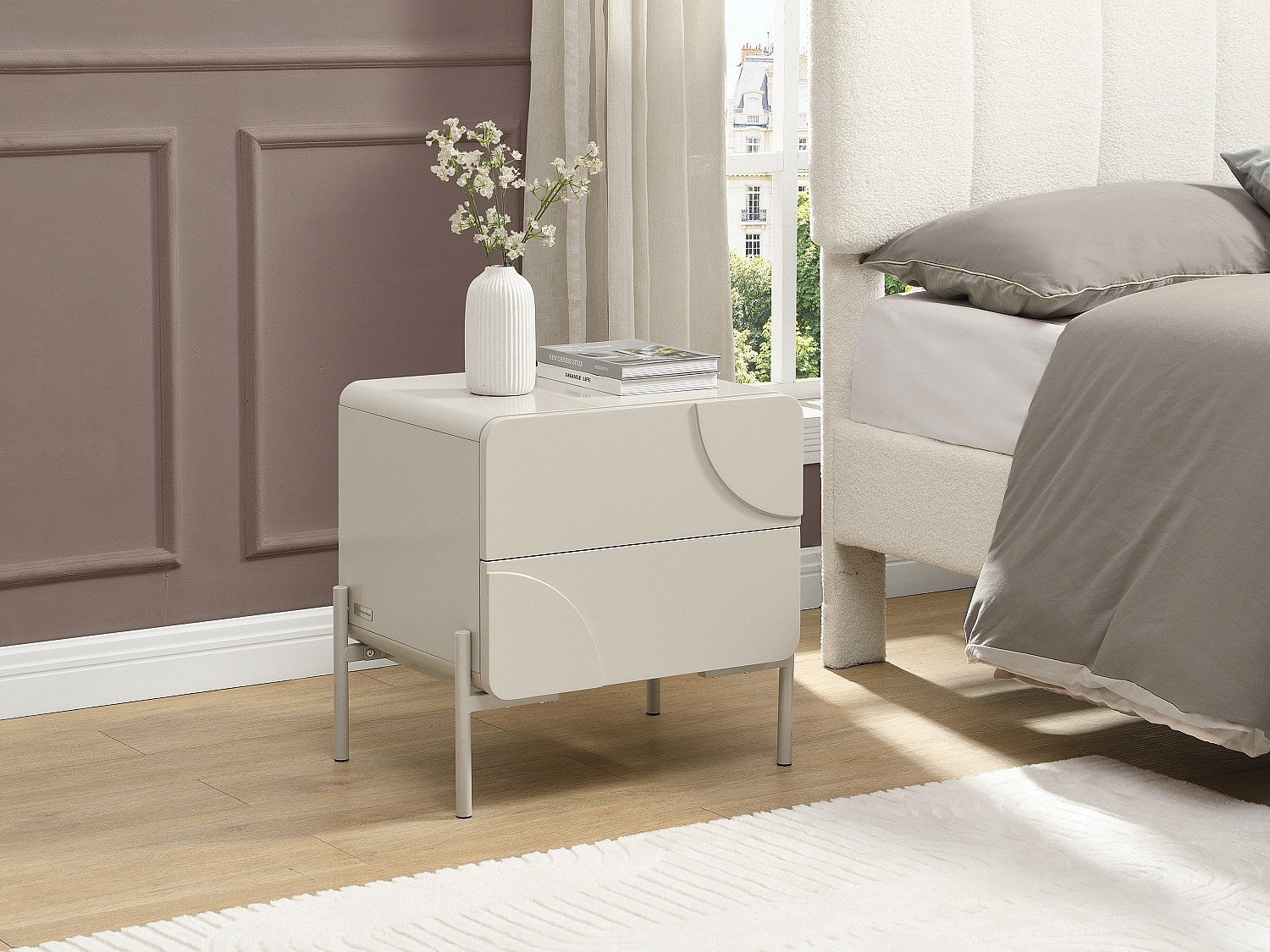 Zestaw 2 szafek nocnych - 2 szuflady - MDF - Beżowy - ZELINARO