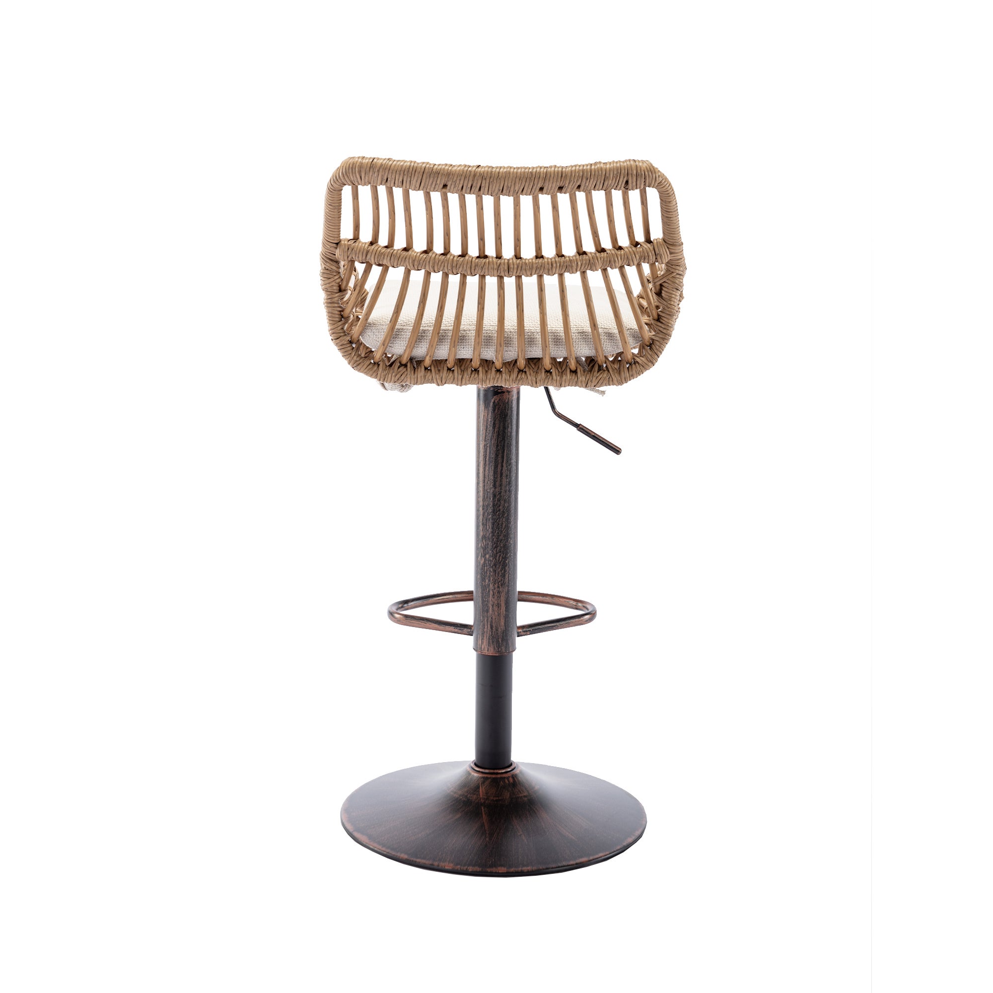 Ensemble de 2 tabourets de bar en rotin avec repose-pieds, chaises réglables, 49 x 48 x 89 cm, beige - 8