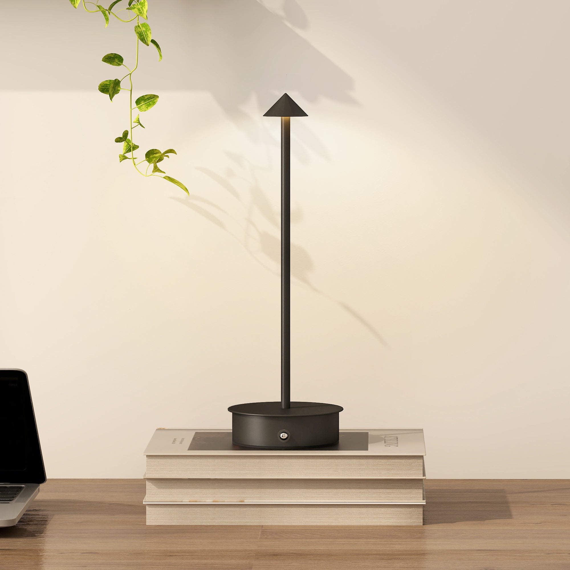 Lampe de table rechargeable USB, sans fil, avec température de couleur réglable (3000K/4500K/6000K), commande tactile, autonomie de 4 à 8 heures, noir - 2