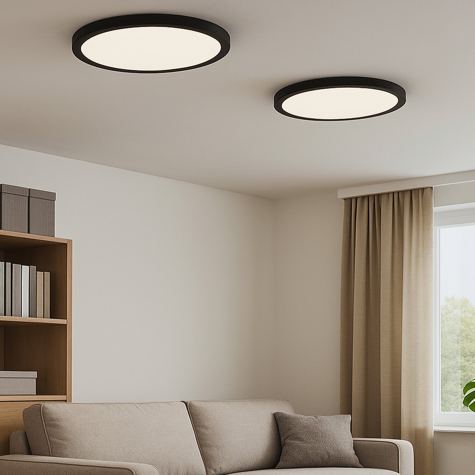 Plafón LED Circular Ø300 mm 24W IP44 empotrable/superficie negro, CCT 3000K-4000K-6000K, corte ajustable Ø65-270 mm, diseño ultrafino 17 mm. - 9
