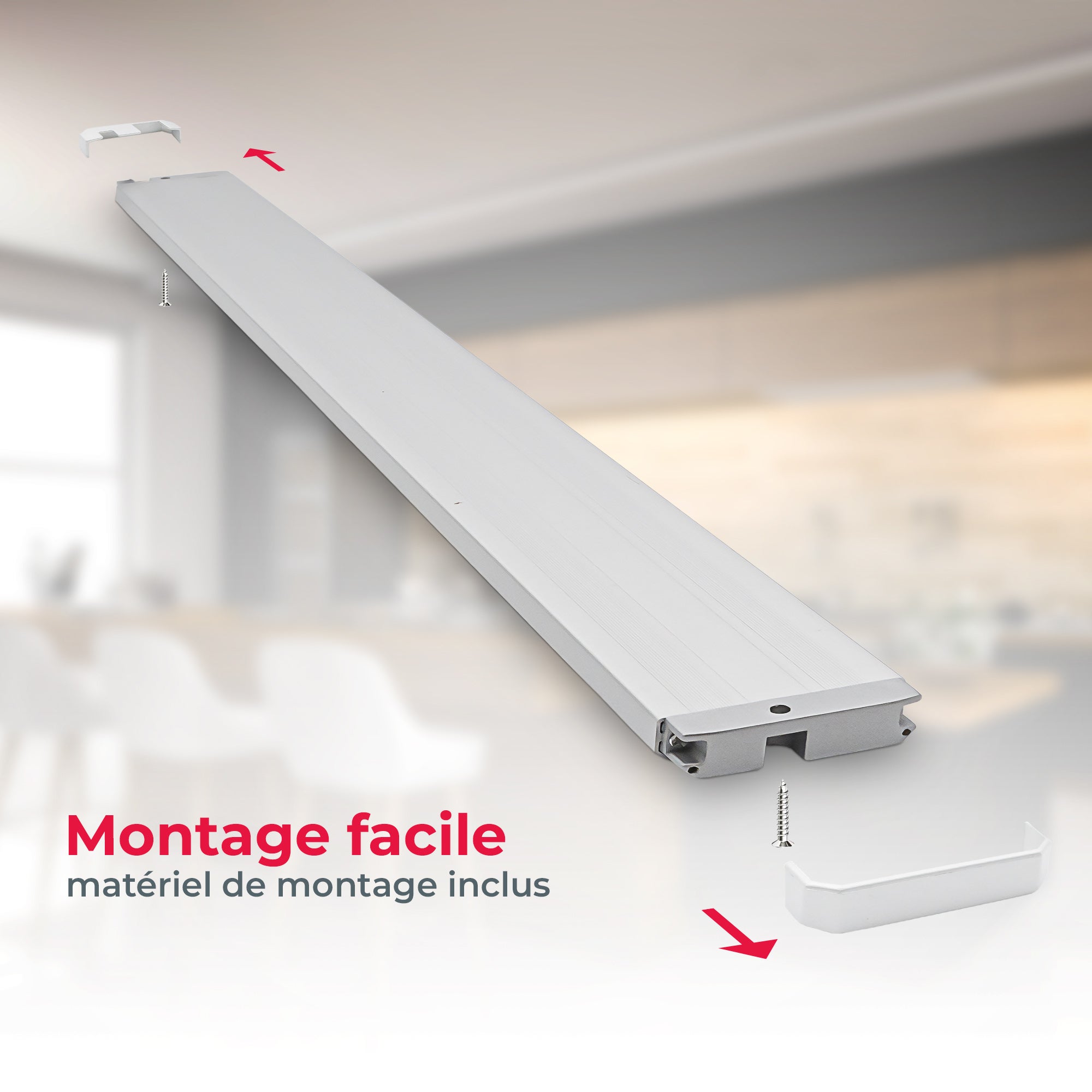 Lampe LED sous-meuble - avec interrupteut- lumière chaude 3.000K - LED 10W 1.100lm - IP20 - dimensions 575x50x13mm - B.K.Licht - 6